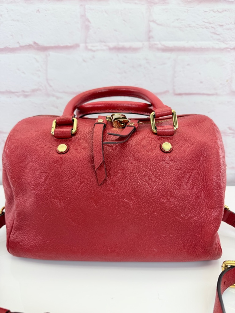 Authentic Louis Vuitton Red Empreinte Speedy 25 Handbag Shoulder Bag - Picture 2 of 15